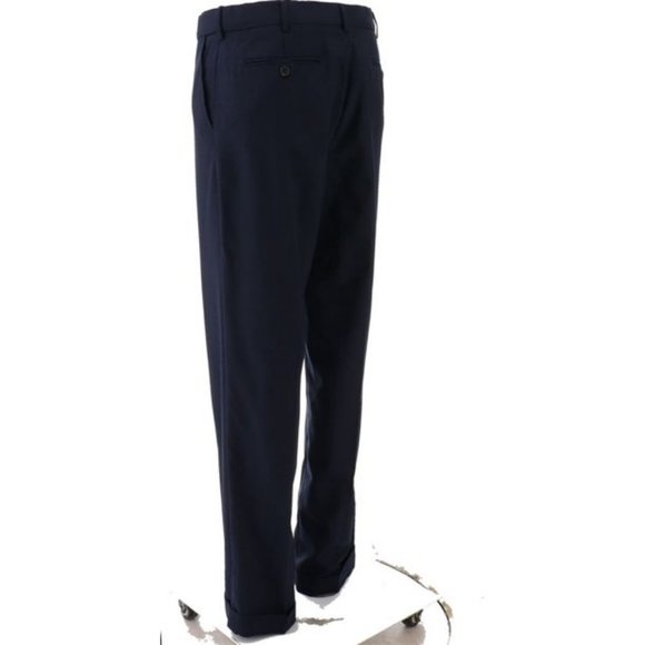 NWT LANDS' END MEN'S YEAR ROUNDER PLAIN FRONT CW WOOL PANTS TRUE NAVY 38, 42 - Picture 4 of 10